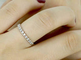 0.9ct Round Cut Diamond Wedding Band Stackable Half Eternity 14k White Gold Over