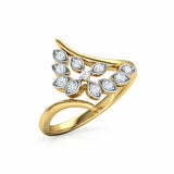 1ct Engagement Ring Round Cut Diamond Leaf Bypass Design 14k Yellow Gold Finish