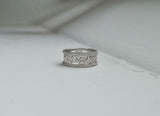 Open Filigree Wide Dual Row Wedding Band 1ct Round Diamond 14k White Gold Finish