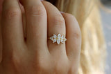 2.1ct Pear Cut VVS1D Diamond Engagement Ring 14k Yellow Gold Over Cluster Floral