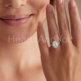 2.2ct Oval Simulated Diamond Halo Milgrain Engagement Ring 14k White Gold Plated