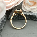2.2ct Engagement Ring Round Cut London Blue Topaz Halo 14k Yellow Gold Finish