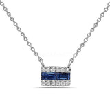 0.5ct Baguette Cut Simulated Blue Sapphire Stylish Pendant 14k White Gold Plated