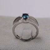 2.3ct Engagement Ring Oval Cut London Blue Topaz Split Shank 14k White Gold Over