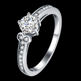 2.6Ct Round Cut Diamond Solitaire Accents Engagement Ring 18K White Gold Finish