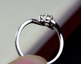 0.56ct Engagement Ring Round Cut Green Peridot Swirl Trilogy 14k White Gold Over
