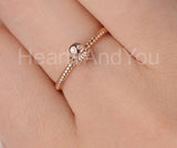 0.01ct Round Cut Moissanite Octopus Women Engagement Ring 14k Rose Gold Plated