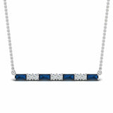 1ct Baguette Cut Blue Sapphire Horizontal Pendant 14k White Gold Finish NO CHAIN