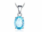 2.3ct Blue Topaz Pendant Oval Cut Solitaire Women 14k White Gold Finish NO CHAIN
