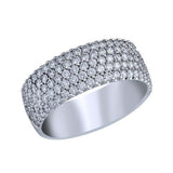 2.9ct Round Cut VVS1 Diamond Wedding Band Five Row Cluster 14k White Gold Finish