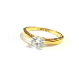 0.3ct Round Moissanite 4 Prong Solitaire Engagement Ring 14k Yellow Gold Plated