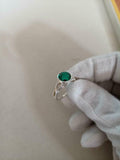 1ct Engagement Ring Round Cut Green Emerald Infinity 14k White Gold Finish