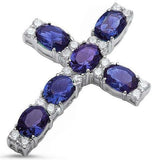 2ct Oval Cut Gemstones Diamond Holy Cross Pendant 14k White Gold Finish NO CHAIN