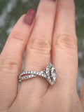 1.9ct Marquise Cut Diamond Split Band Halo Engagement Ring 14k White Gold Finish