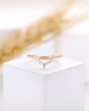 0.2ct Round Cut Moissanite Curved Minimalist Wedding Band 14k Rose Gold Plated