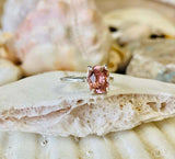 2.1ct Engagement Ring Cushion Cut Peach Morganite Solitaire 14k WhiteGold Finish