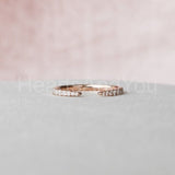 0.1ct Round Cut Moissanite Minimalist Women Wedding Band 14k Yellow Gold Plated