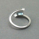 1.2ct Oval Cut London Blue Topaz Swirl Solitaire Trilogy Ring 14k WhiteGold Over