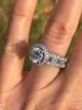 3.5ct Round Cut Diamond Gatsby Iced Halo Engagement Ring 14k White Gold Finish