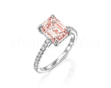 2ct Emerald Cut Simulated Morganite Accents Engagement Ring 14k WhiteGold Plated