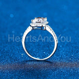 2.1ct Radiant Cut Simulated Diamond Halo Engagement Ring 14k White Gold Plated