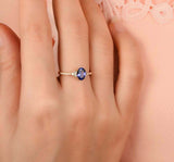 2.3ct Oval Cut Blue Tanzanite Petite Round Accents Ring 14k Yellow Gold Finish