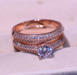 3ct Round Cut Diamond Engagement Ring 14k Rose Gold Finish Bridal Set Promise