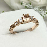 2ct Round Cut Morganite Solitaire with Accent Trilogy Ring 14k Yellow Gold Over