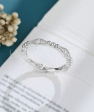 0.4ct Round Cut Moissanite Milgrain Women Wedding Band 14k White Gold Plated