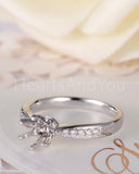 0.2ct Round Stone Ring Setting Round Simulated Semi Mount 14k White Gold Plated