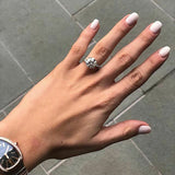 2.5Ct Round Cut Diamond Baguette Accents Engagement Ring 14K White Gold Finish