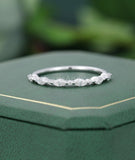 0.5ct Marquise Simulated Diamond Minimalist Wedding Band 14k White Gold Plated