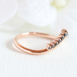 1.2ct Round Black Diamond Tiara Crown Stackable Wedding Band 14k RoseGold Finish