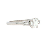 1ct Asscher Diamond Engagement Ring Baguette Accents Trilogy 14k White Gold Over