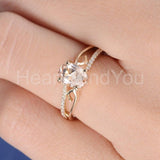 1ct Oval Cut Simulated Peach Morganite Split Shank Ring 14k Yellow Gold Plated