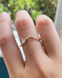 0.1ct Round Cut Moissanite Curved Women Wedding Band 14k Yellow Gold Plated