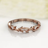 0.1ct Round Cut Moissanite Twig Vine Women Wedding Band 14k Rose Gold Plated