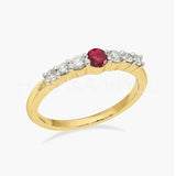 0.5ct Round Cut Simulated Ruby Minimalist Wedding Band 14k Yellow Gold Plated