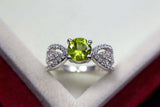 2.4ct Engagement Ring Round Cut Green Peridot Split Shank 14k White Gold Finish