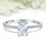 1.5ct Radiant Diamond Engagement Ring Solitaire with Accent 14k White Gold Over