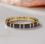 0.3ct Baguette Simulated Black Diamond Half Eternity Band 14k Yellow Gold Plated