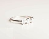 1ct Baguette Cut Diamond Engagement Ring Stackable Minimalist 14k WhiteGold Over