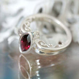 1ct Marquise Pink Ruby Engagement Ring Bezel Set Solitaire 14k White Gold Finish