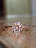 1ct Round Cut Simulated Peach Morganite Solitaire Ring 14k Yellow Gold Plated