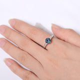 2.1ct Round Cut London Blue Topaz Solitaire with Accent Ring 14k White Gold Over
