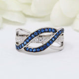 2.3ct Round Blue Sapphire Engagement Ring Twist Infinity Knot 14k WhiteGold Over