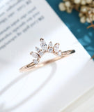 0.5ct Marquise Cut Simulated Diamond Crown Wedding Band 14k Rose Gold Plated