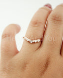 0.2ct Round Cut Moissanite Curved Minimalist Wedding Band 14k Rose Gold Plated
