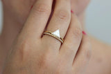 1ct Trillion Cut Diamond Engagement Ring 14k Yellow Gold Over Minimalist Dainty