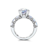 3Ct Emerald Cut Diamond Milgrain Solitaire Engagement Ring 14K White Gold Finish